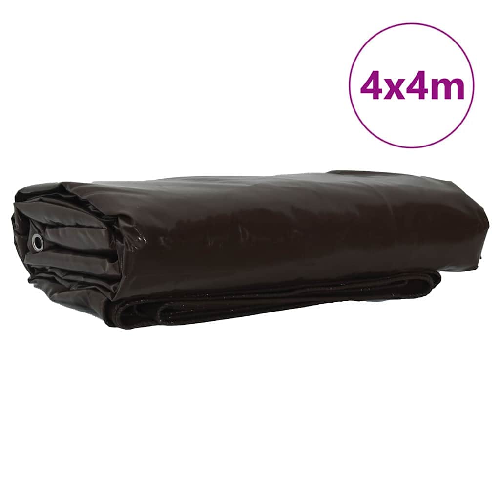 Vidaxl zeil 650g m² bruin 4 x 4 m canvas met pvc-coating