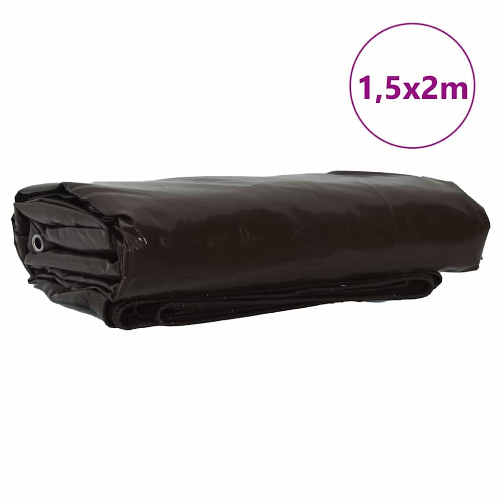 Vidaxl zeil 650g m² bruin 1,5 x 2 m canvas met pvc-coating