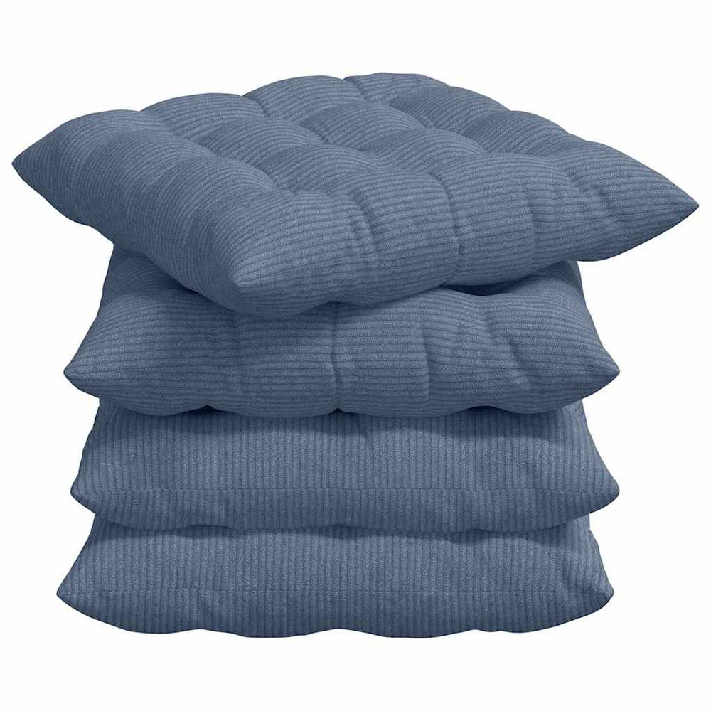 Vidaxl zitkussens 4 pcs blauw 40 x 40 x 6 cm katoen stof