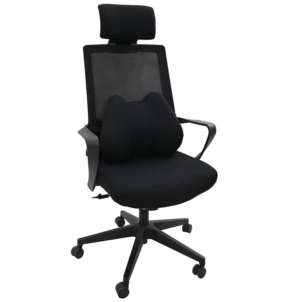 Vidaxl rugkussen met kussen zwart 40 x 32 x 13 cm polyester