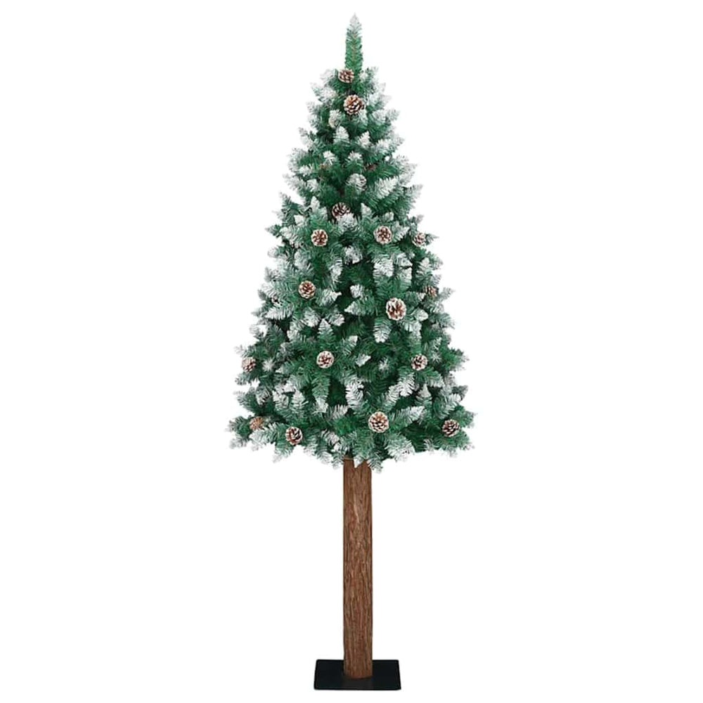 Vidaxl slanke kerstboom groen 180 cm pvc en massief dennenhout