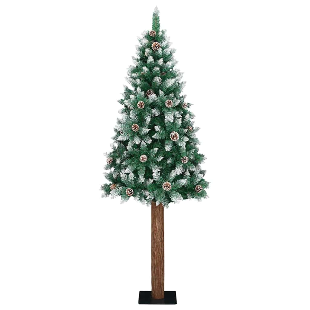 Vidaxl slanke kerstboom groen 180 cm pvc en massief dennenhout