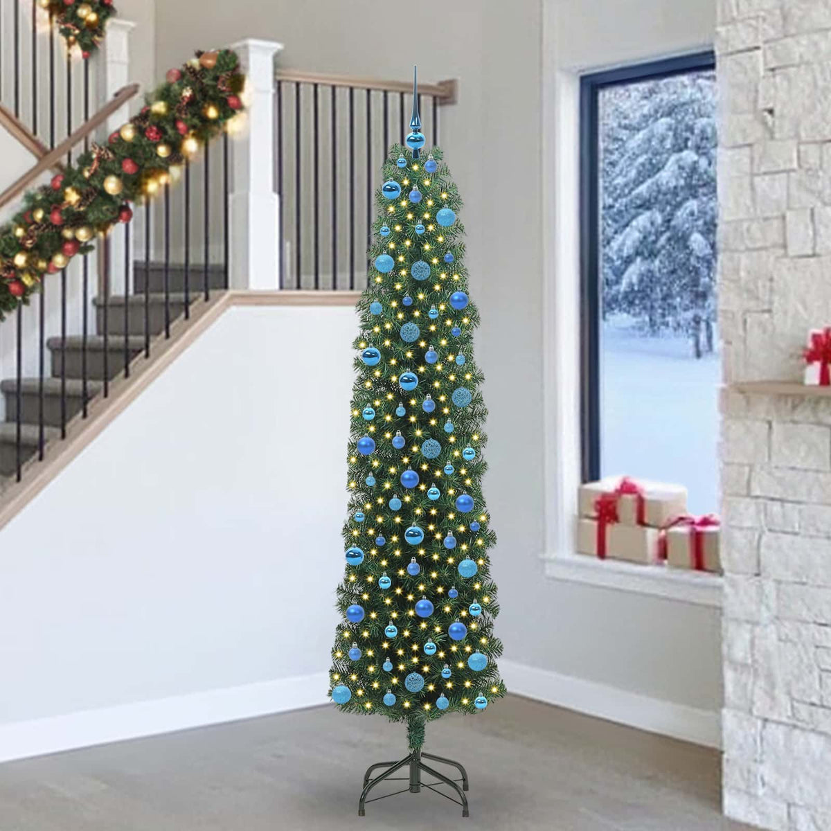 Vidaxl kunstkerstboom groen 240 cm pvc en staal en kunststof