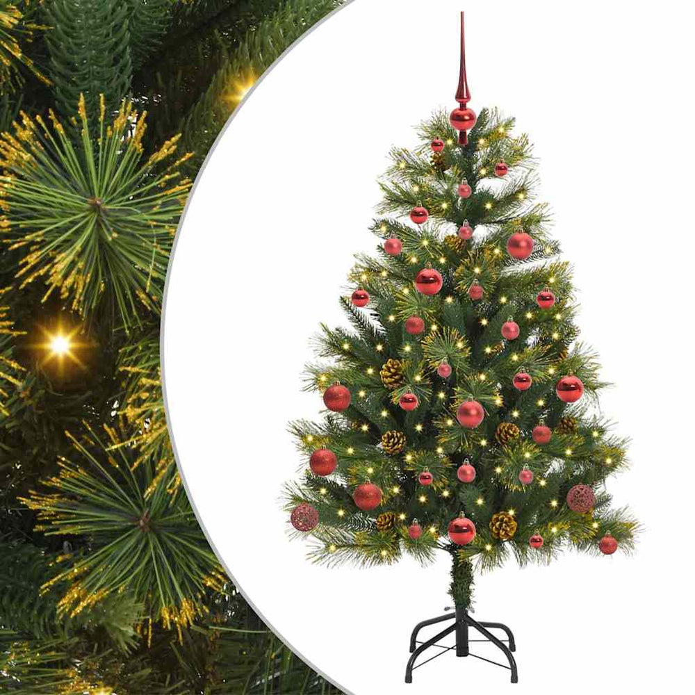 Vidaxl kunstmatige scharnier kerstboom met cones groen 150 cm
