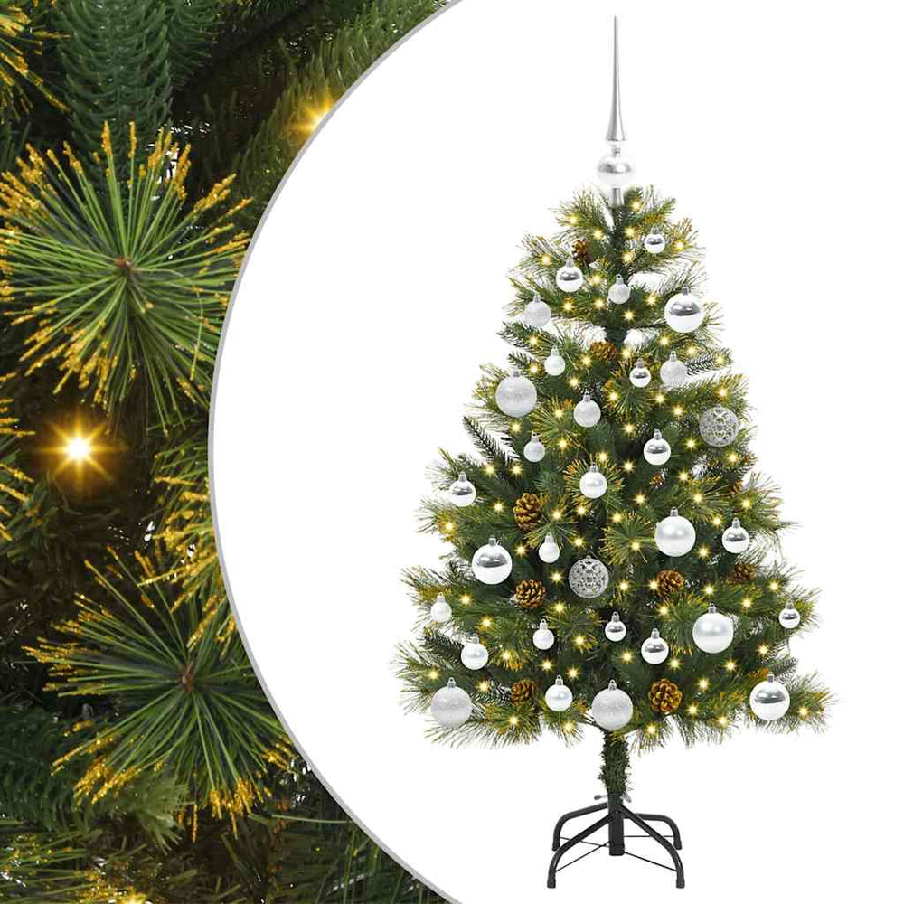 Vidaxl kunstmatige scharnier kerstboom met cones groen 150 cm