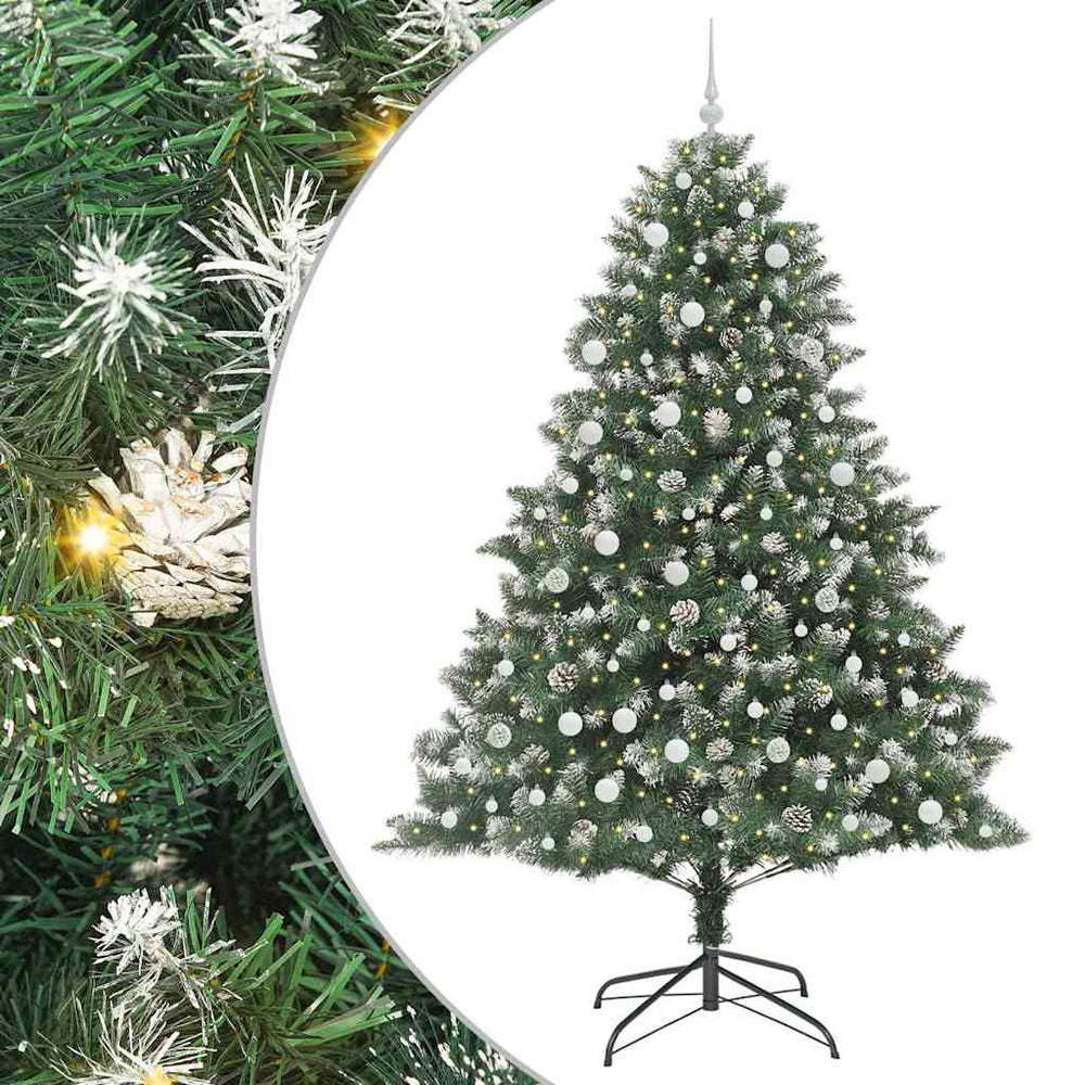 Vidaxl kunstkerstboom met 300 led groen 240 cm pvc en plastic en staal