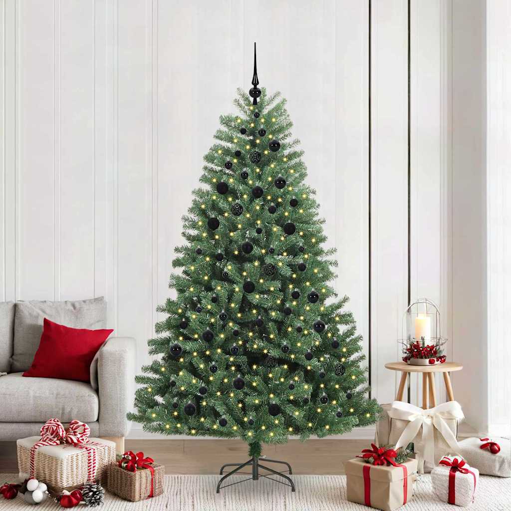 Vidaxl kunstmatige inklapbare kerstboom groen 210 cm pvc en metaal