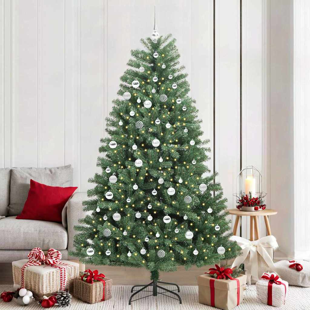 Vidaxl kunstmatige inklapbare kerstboom groen 210 cm pvc en metaal