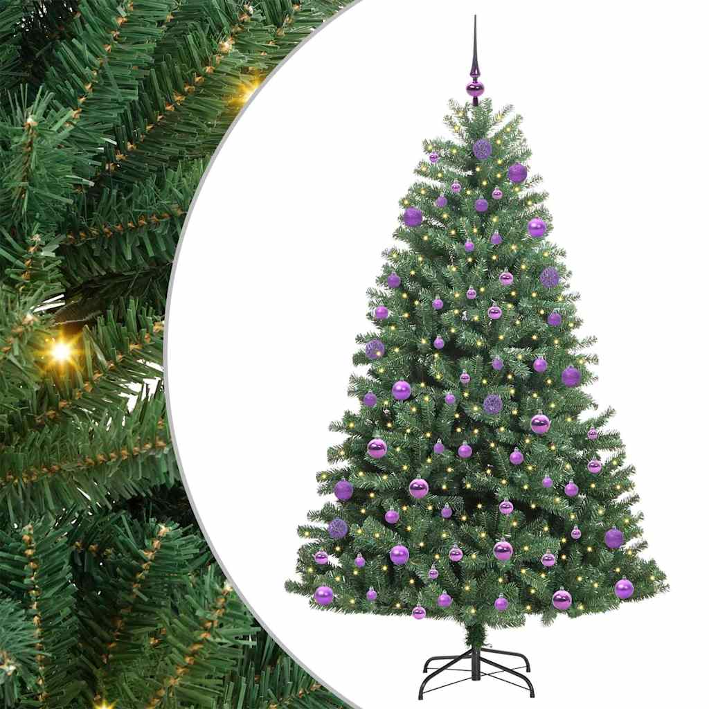 Vidaxl kunstmatige inklapbare kerstboom groen 210 cm pvc en metaal