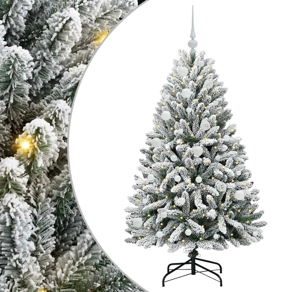 Vidaxl kunstkerstboom met 150 led groen en wit 150 cm pvc en metaal