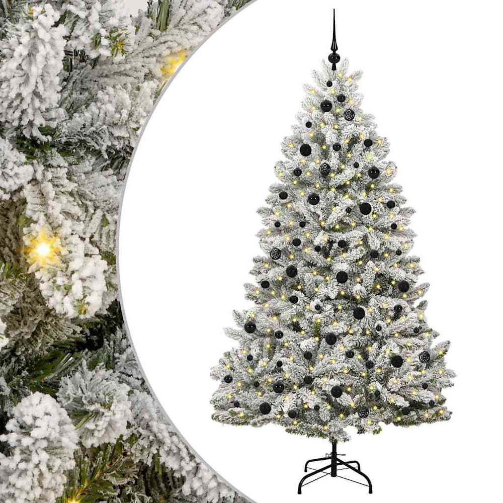 Vidaxl kunstkerstboom met 300 led groen en wit 210 cm pvc en metaal