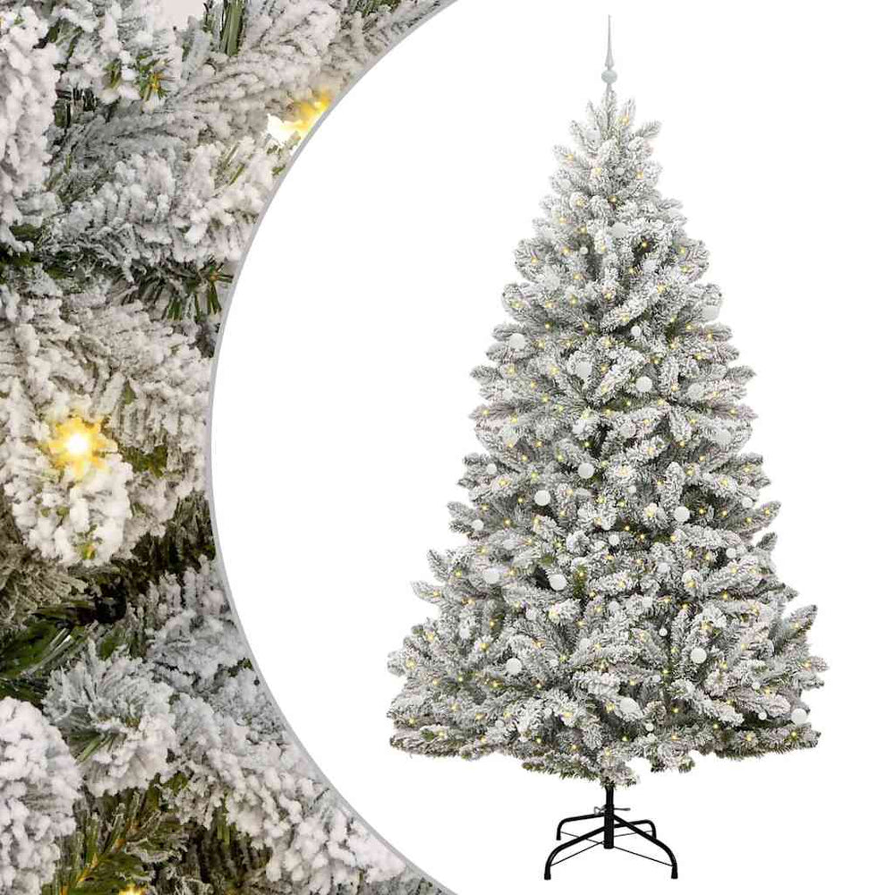 Vidaxl kunstkerstboom met 300 led groen en wit 300 cm pvc en metaal