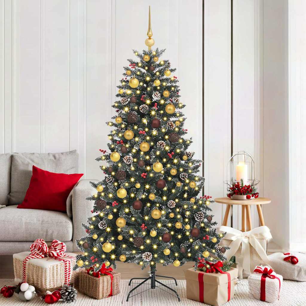 Vidaxl kunstkerstboom met 300 led groen 180 cm pvc en plastic en staal