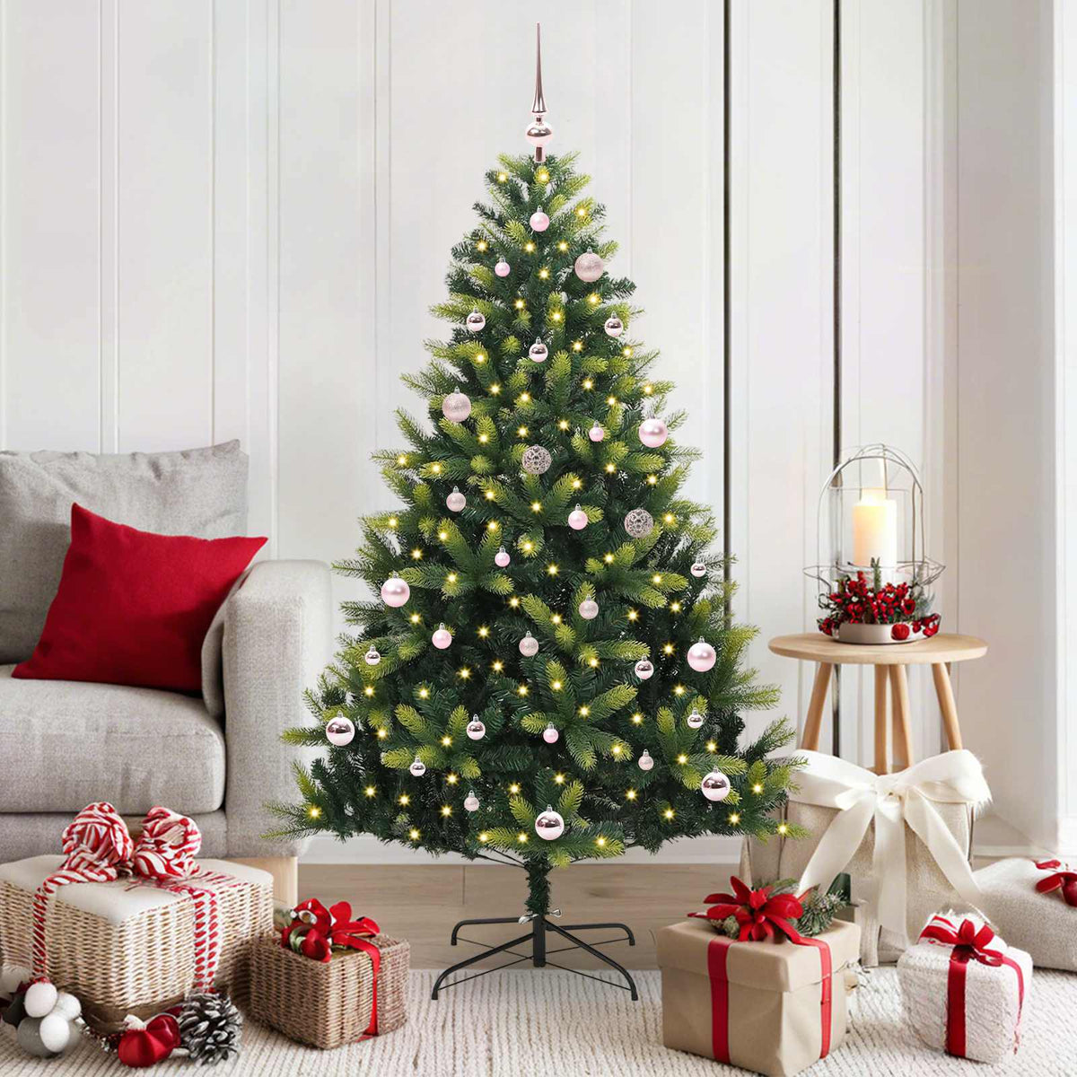 Vidaxl kunstkerstboom met scharnier 150 leds groen 150 cm pvc en pe