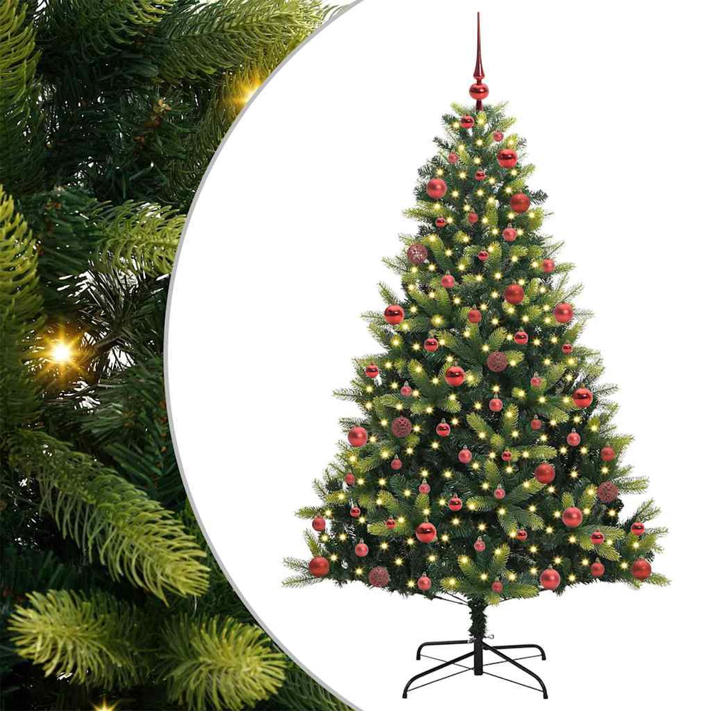Vidaxl kunstkerstboom met scharnier 300 leds groen 180 cm pvc en pe
