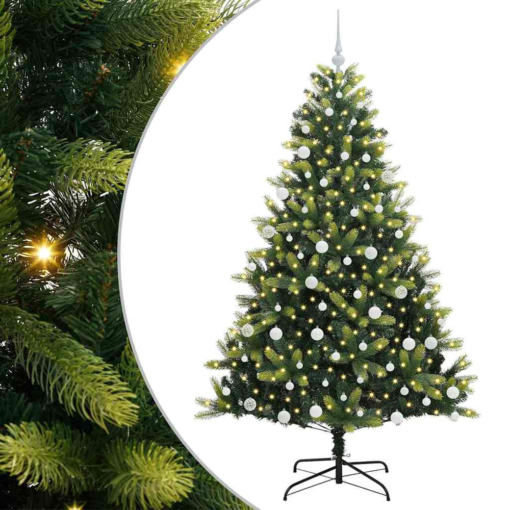 Vidaxl kunstkerstboom met scharnier 300 leds groen 180 cm pvc en pe
