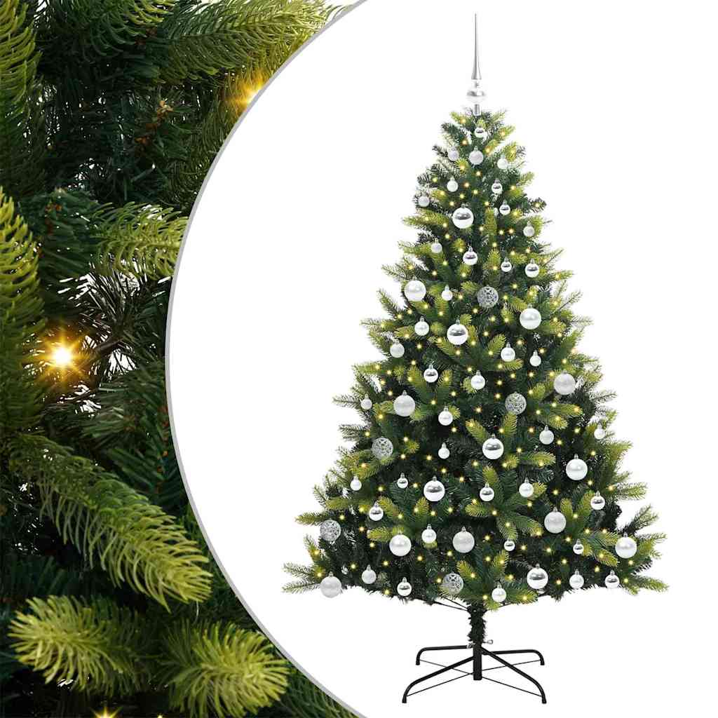 Vidaxl kunstkerstboom met scharnier 300 leds groen 180 cm pvc en pe
