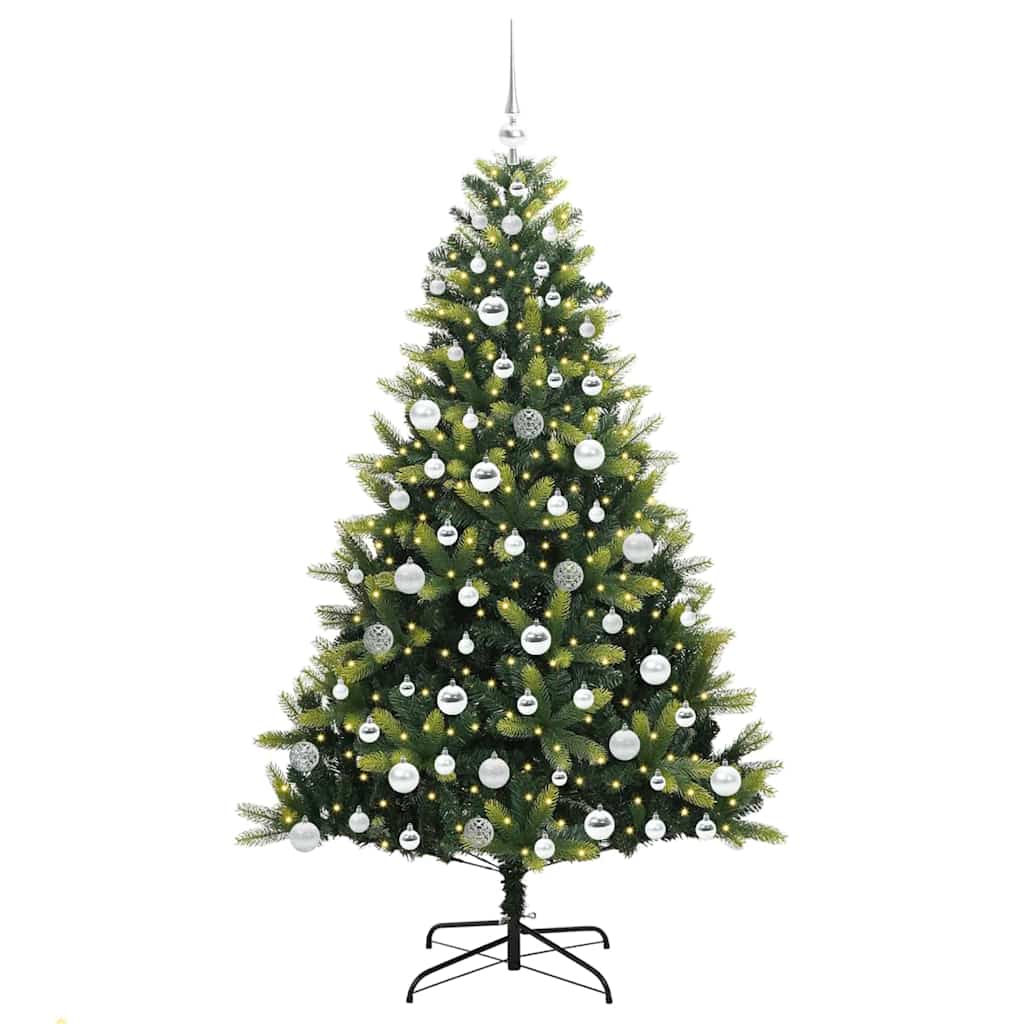 Vidaxl kunstkerstboom met scharnier 300 leds groen 180 cm pvc en pe