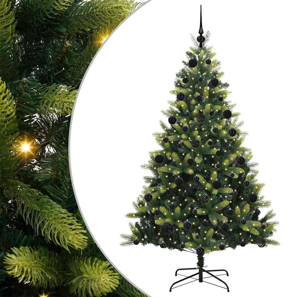 Vidaxl kunstkerstboom met scharnier 300 leds groen 210 cm pvc en pe