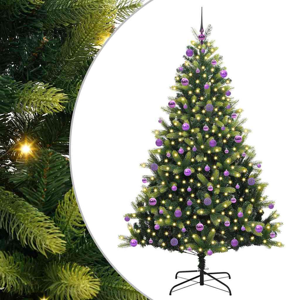 Vidaxl kunstkerstboom met scharnier 300 leds groen 210 cm pvc en pe