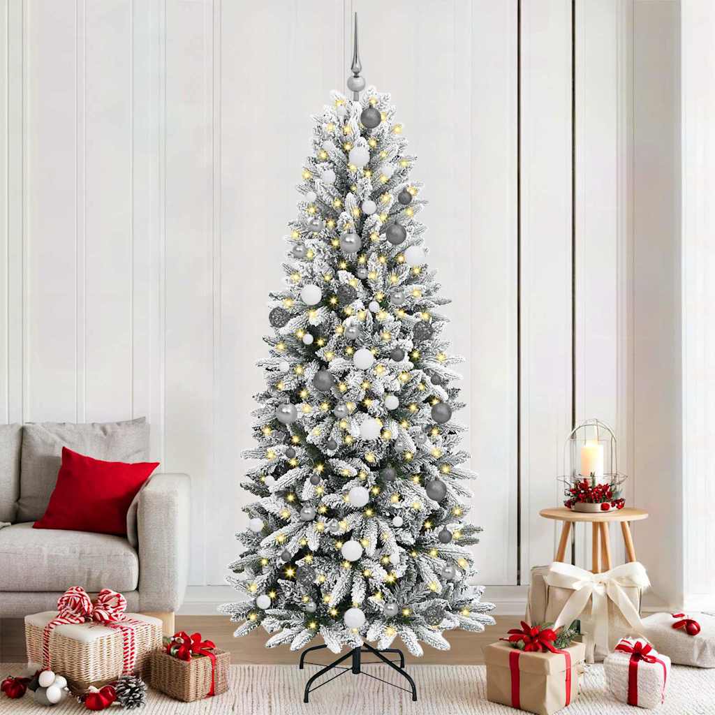 Vidaxl kunstkerstboom wit 210 cm pvc en plastic en staal en pe