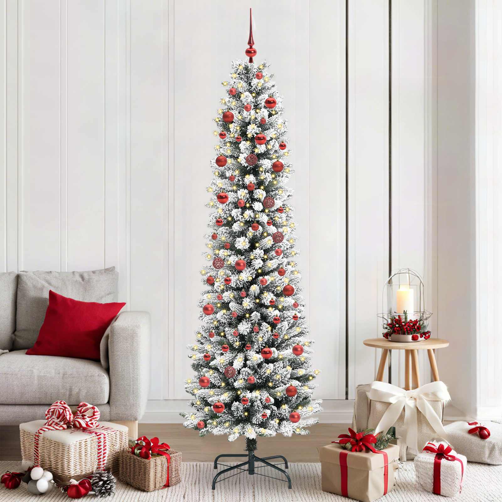 Vidaxl kunstkerstboom wit 210 cm pvc en metaal en plastic