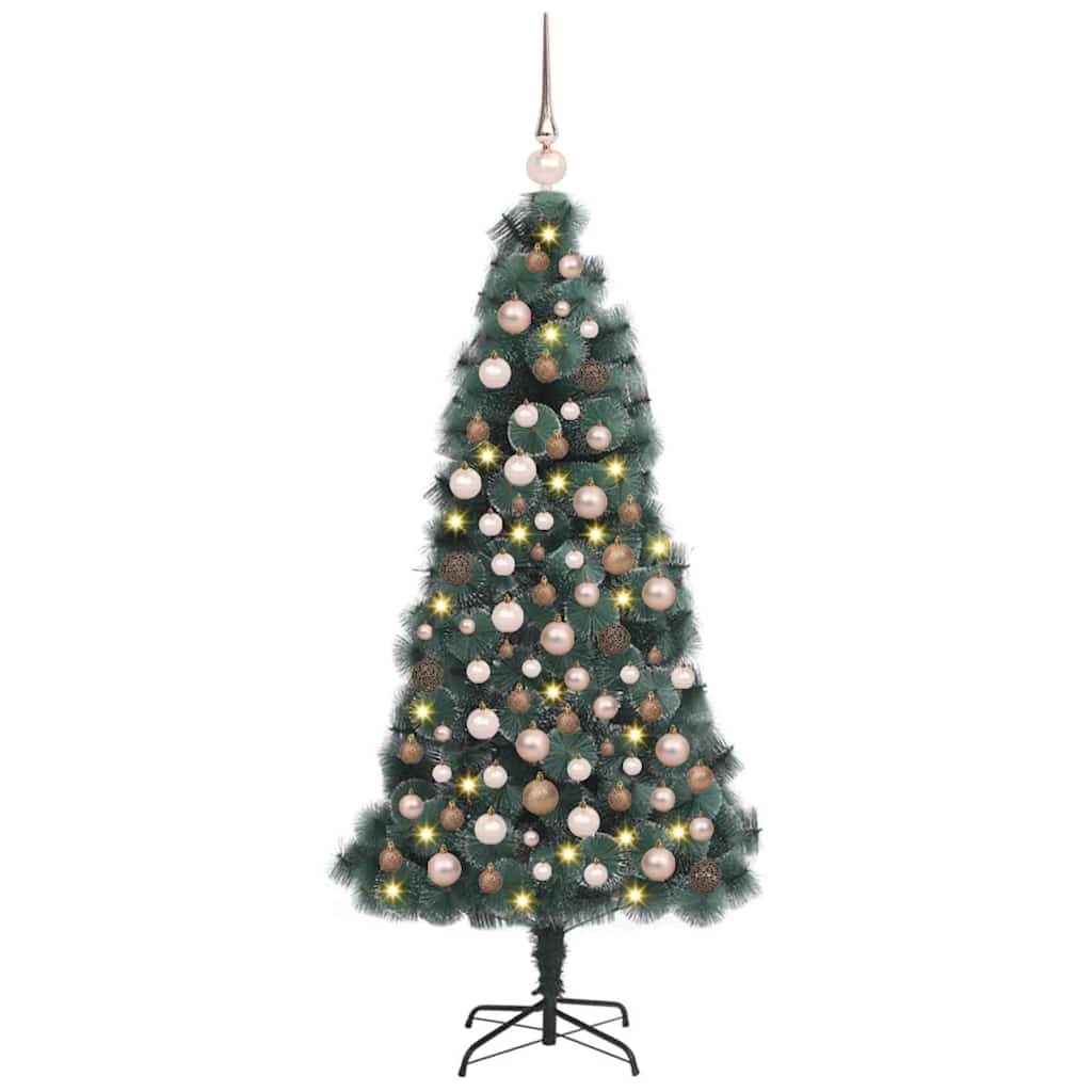 Vidaxl kunstmatige vorstverlichte kerstboom met bal set groen 120 cm