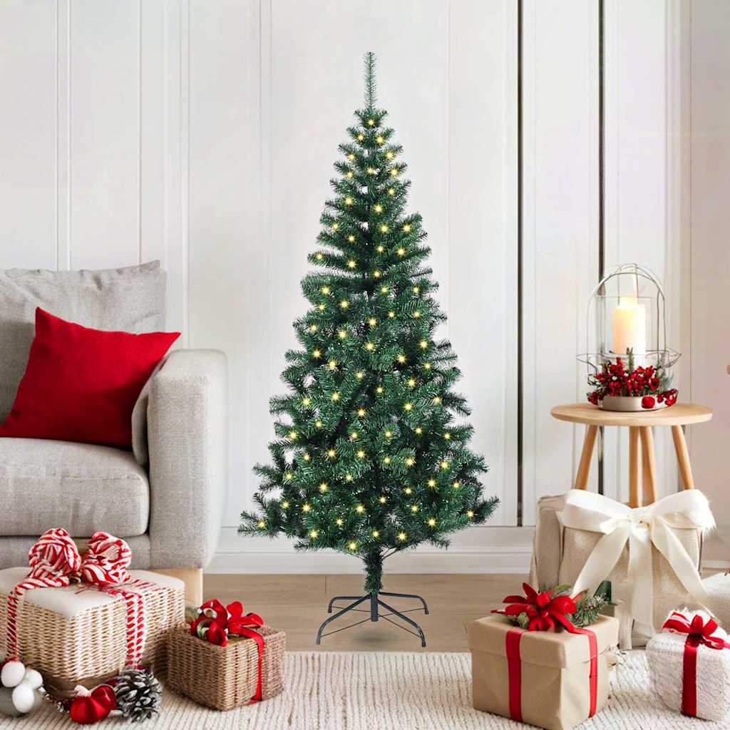 Vidaxl kunstmatig voorverlicht kerstboom groen 120 cm pvc en metaal
