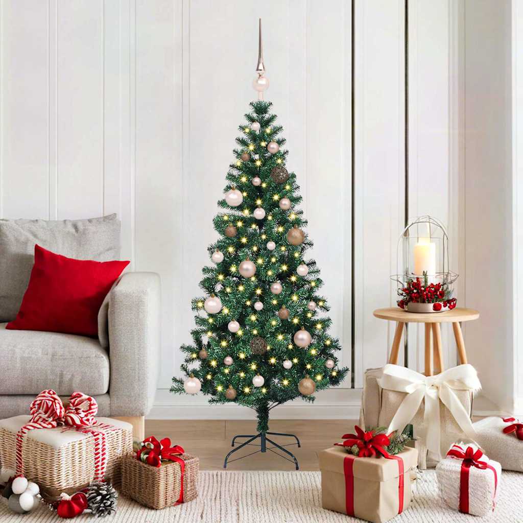 Vidaxl kunstmatig voorverlicht kerstboom groen 150 cm pvc en metaal