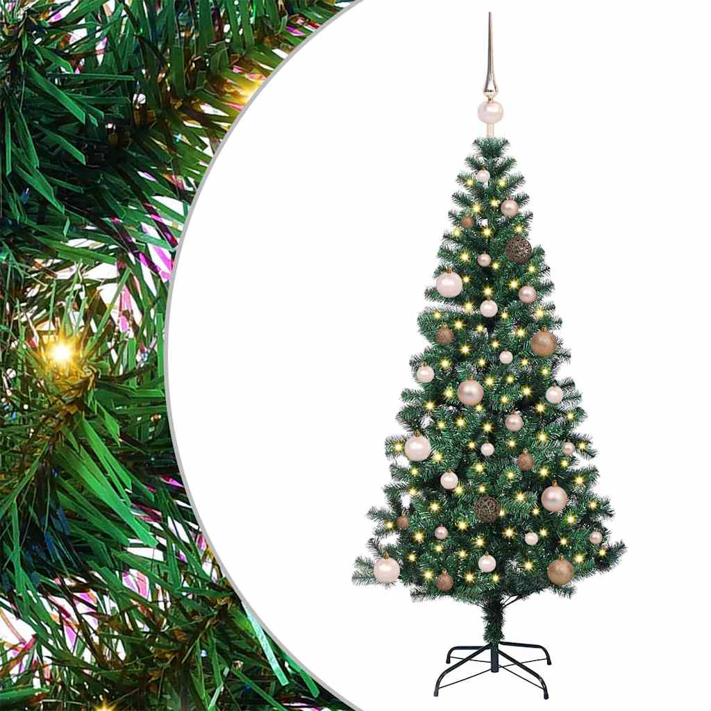 Vidaxl kunstmatig voorverlicht kerstboom groen 150 cm pvc en metaal