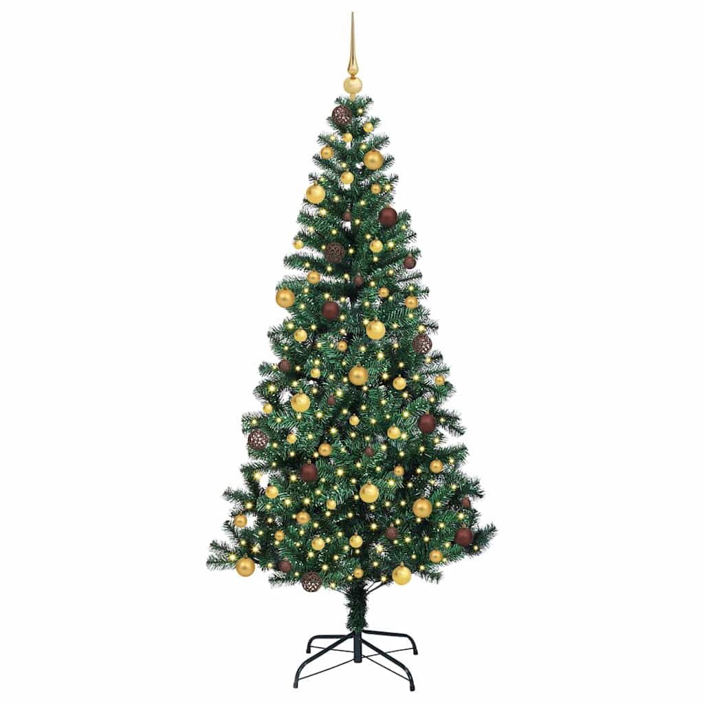Vidaxl kunstmatig voorverlicht kerstboom groen 210 cm pvc en metaal