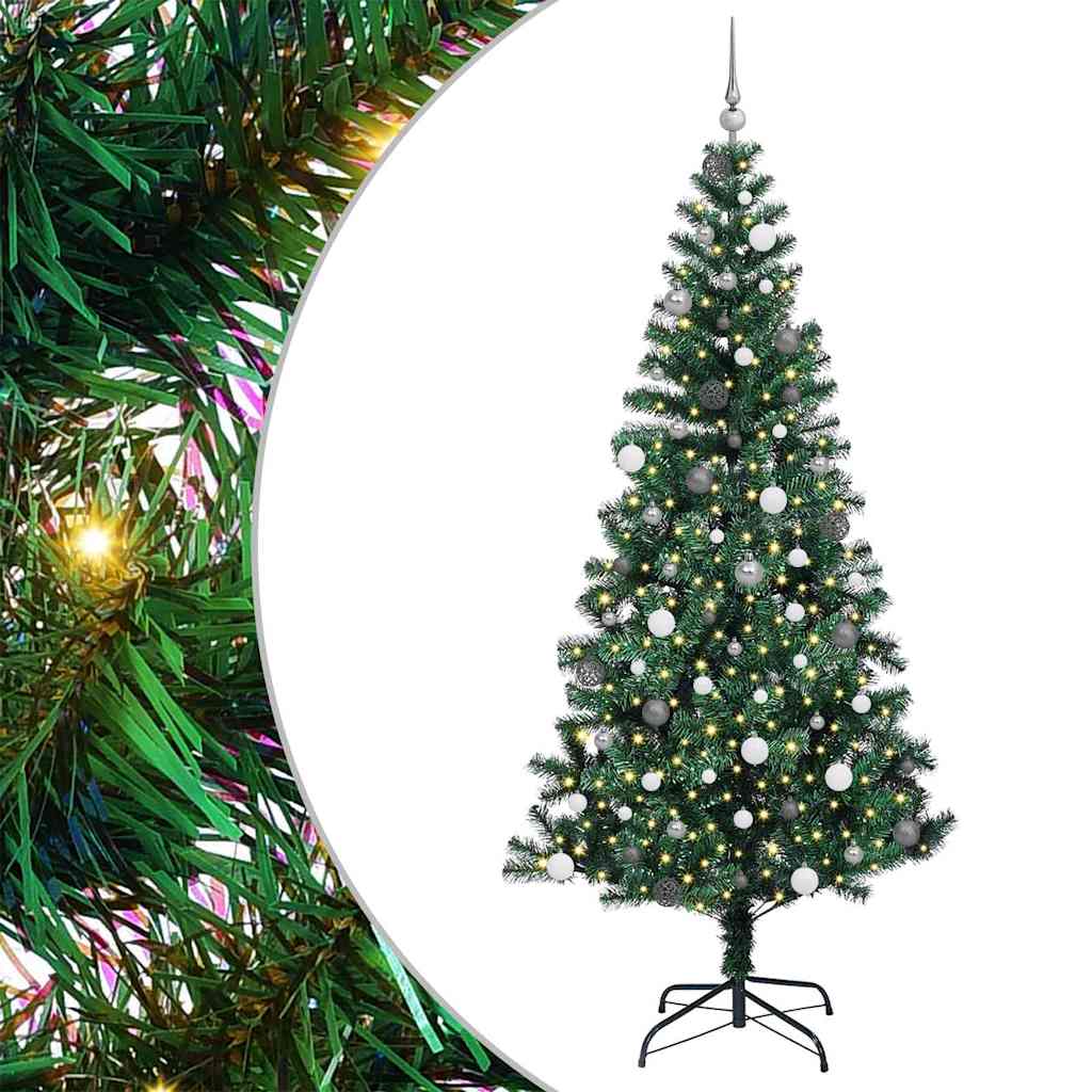 Vidaxl kunstmatig voorverlicht kerstboom groen 240 cm pvc en metaal