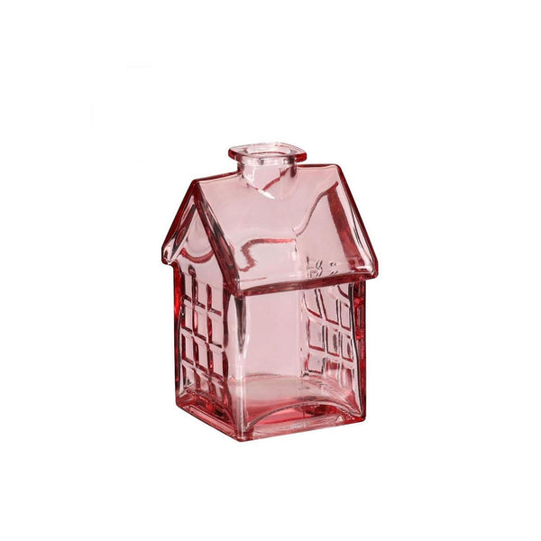 Ideas 4 seasons glazen huisje 7x7,5xh12cm lichtroze