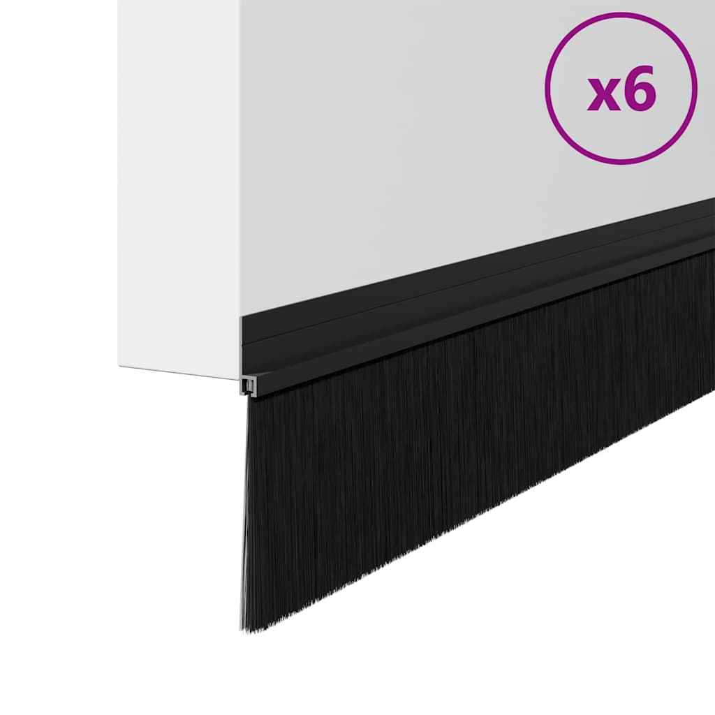 Vidaxl zelfklevende deurborstels 6 pcs zwart 100 cm aluminium legering