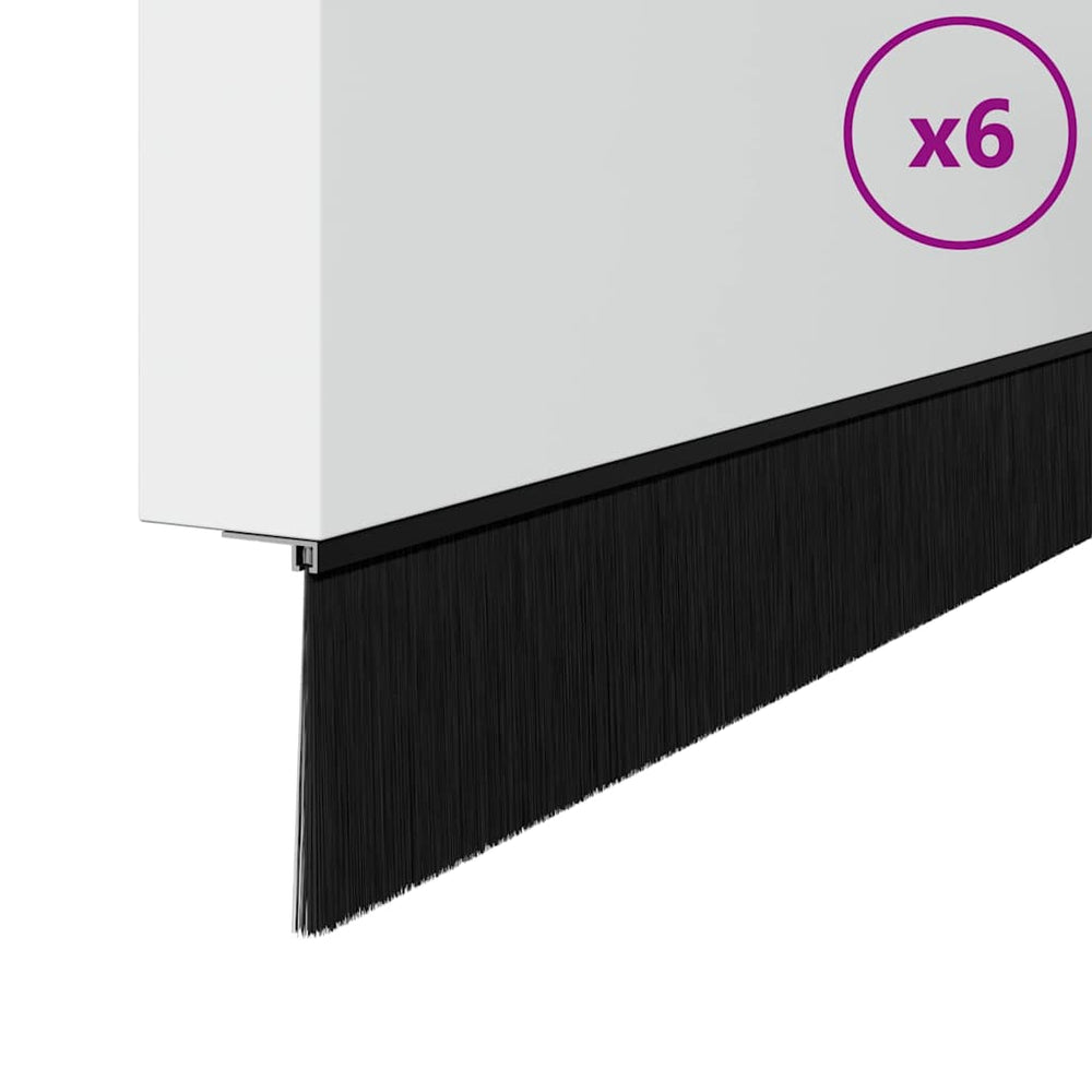 Vidaxl zelfklevende deurborstels 6 pcs zwart 100 cm aluminium legering
