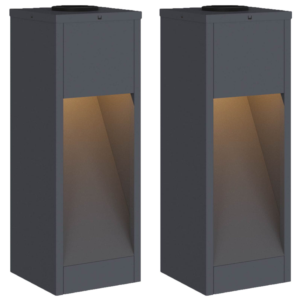 Vidaxl zonne led padverlichting 2 pcs antraciet koudgewalst staal