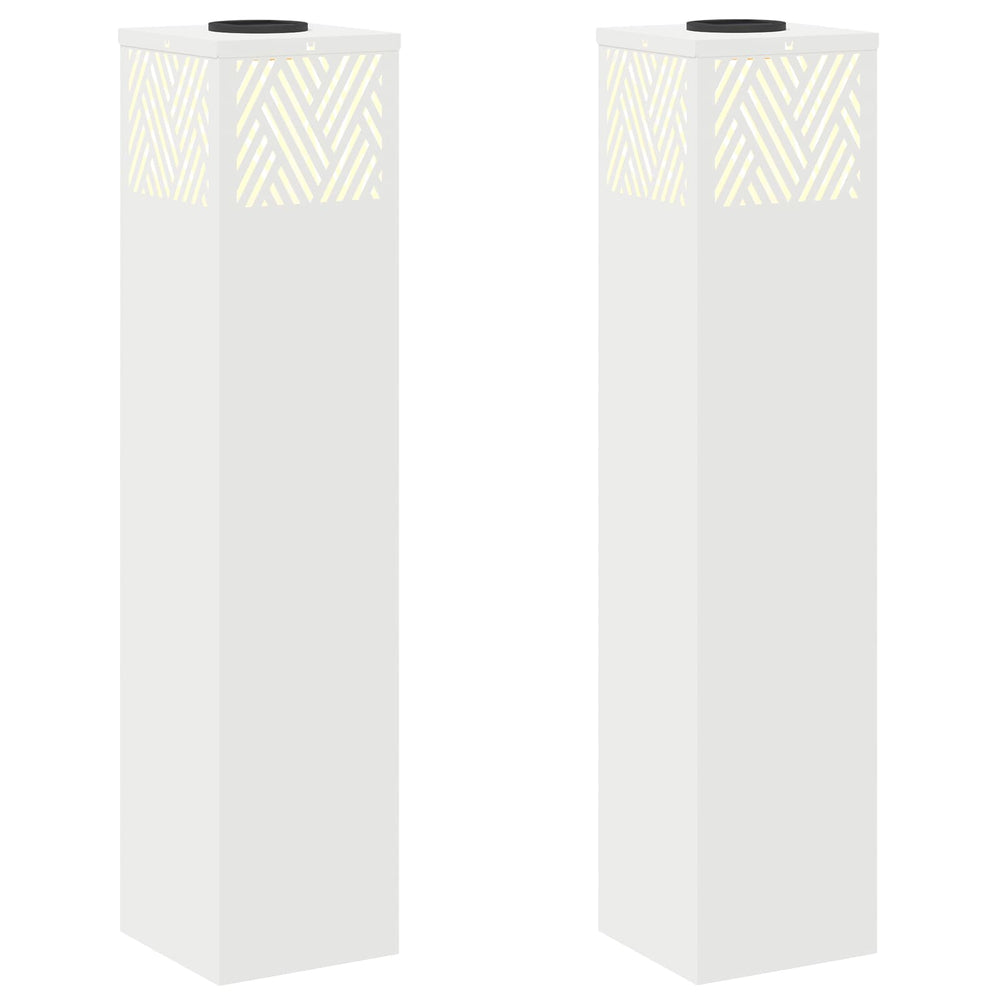 Vidaxl solar led pad licht 2 pcs wit koudgewalst staal