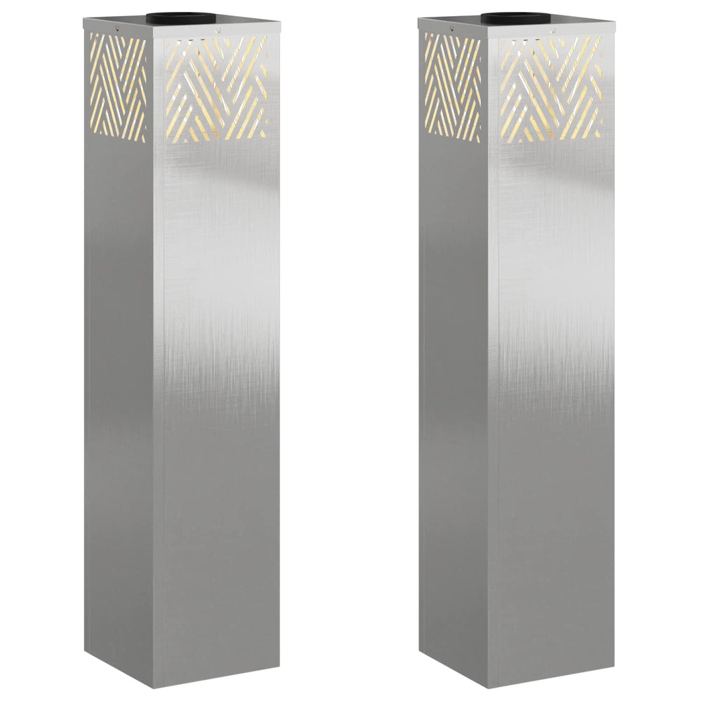 Vidaxl solar led pad licht 2 pcs zilver roestvrij staal