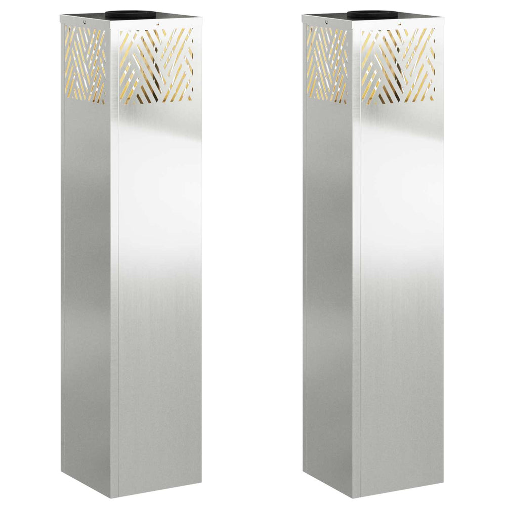 Vidaxl solar led pad licht 2 pcs zilver gegalvaniseerd