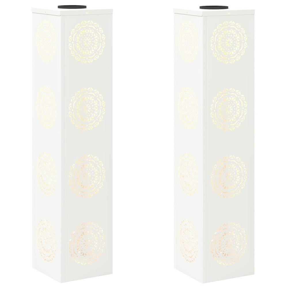 Vidaxl solar led pad licht 2 pcs wit koudgewalst staal