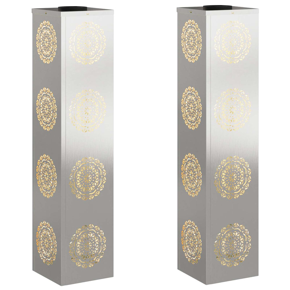 Vidaxl solar led pad licht 2 pcs zilver roestvrij staal