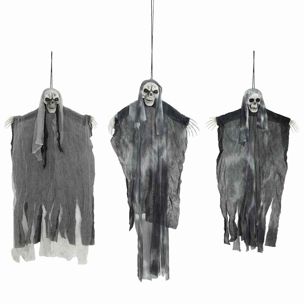 Vidaxl halloween hangende spook 3 pcs zwart 66 x 110 cm polyester