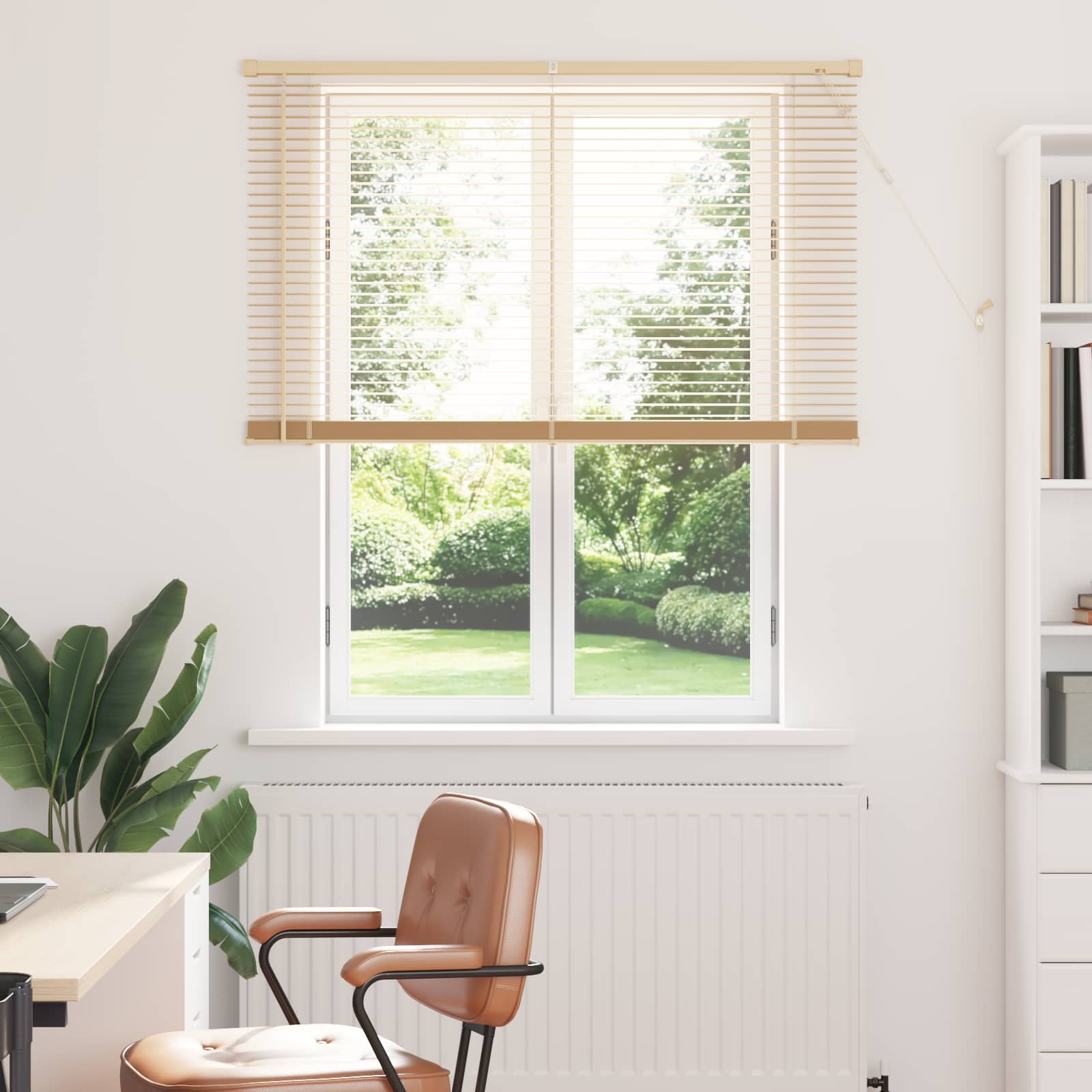 Vidaxl venetiaanse blind lichtbruin met patroon 150 x 120 cm pvc