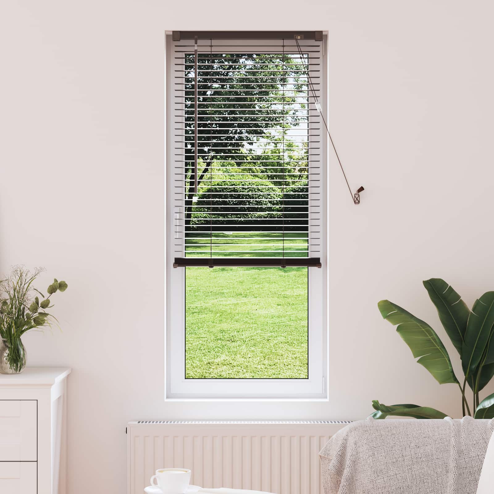 Vidaxl venetiaanse blind donkerbruin met patroon 150 x 40 cm pvc
