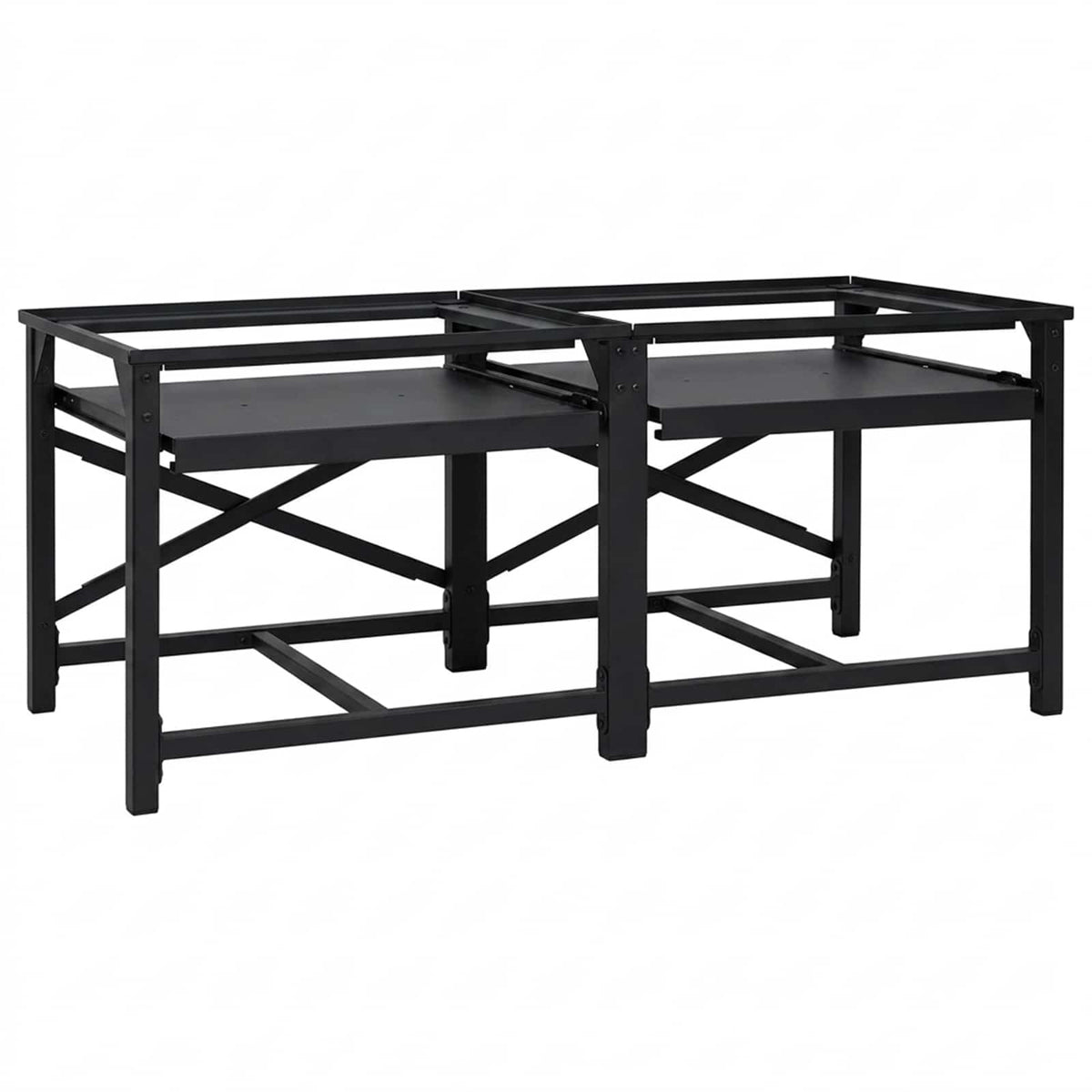 Vidaxl wasmachineverhoger 2 st zwart 120 x 56 x 52 cm staal