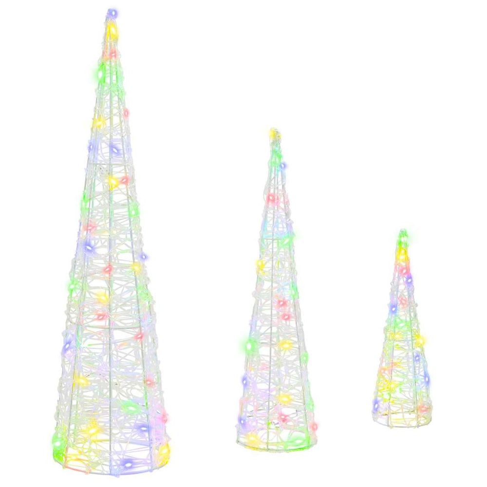 Vidaxl kerstboom met 90 led 3 pcs multikleur 20 x 20 x 80 cm acryl