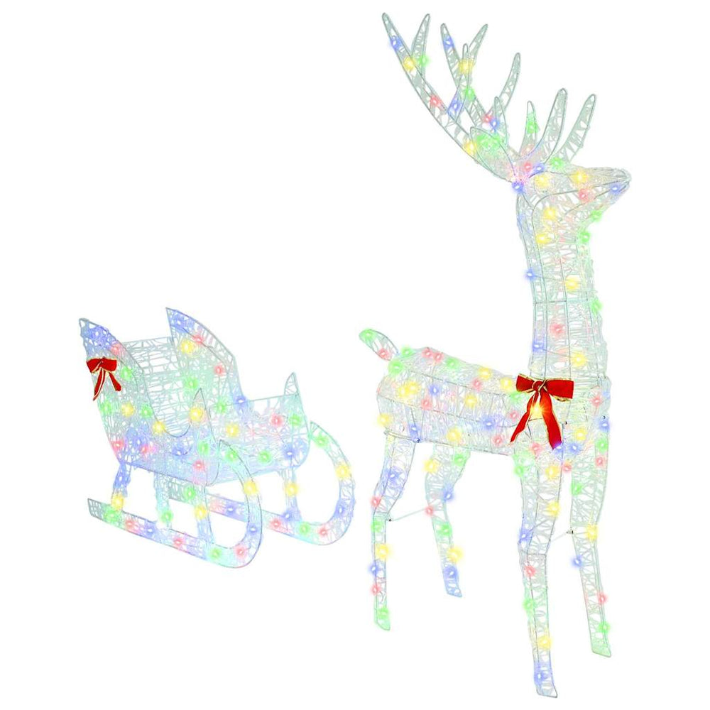 Vidaxl rendier trek slede met 200 led kleurrijk 70 x 26 x 129 cm acryl