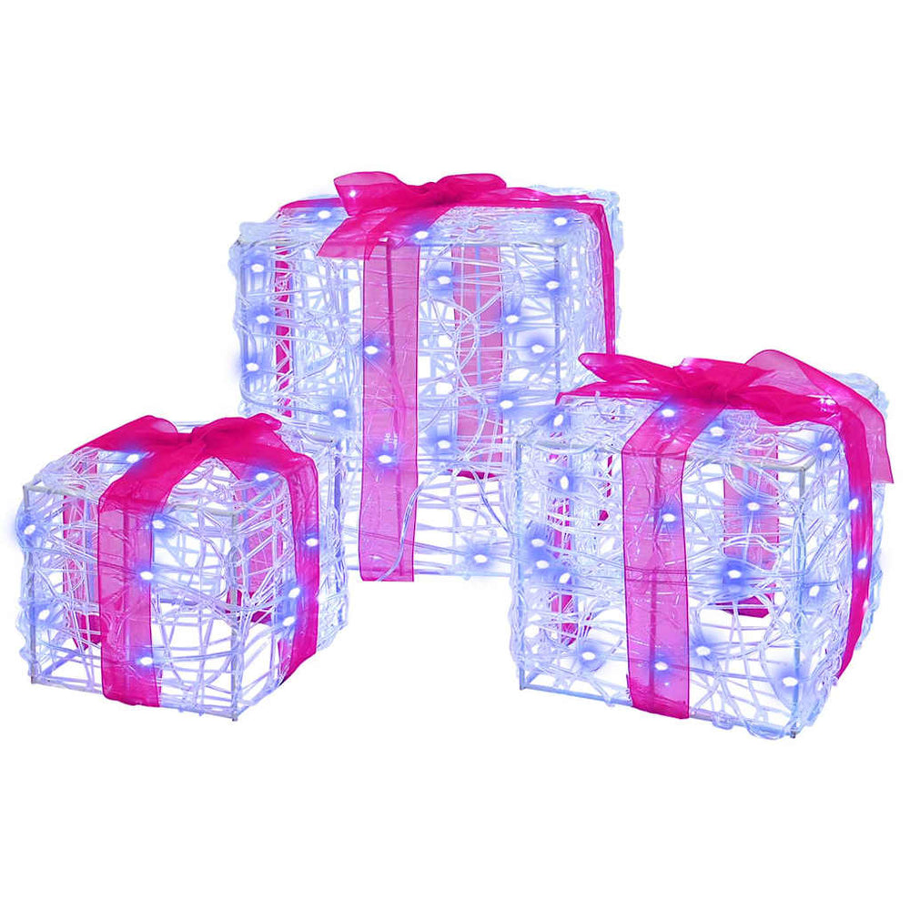 Vidaxl cadeau doos met 60 led 3 pcs blauw 20 x 20 x 20 cm acryl