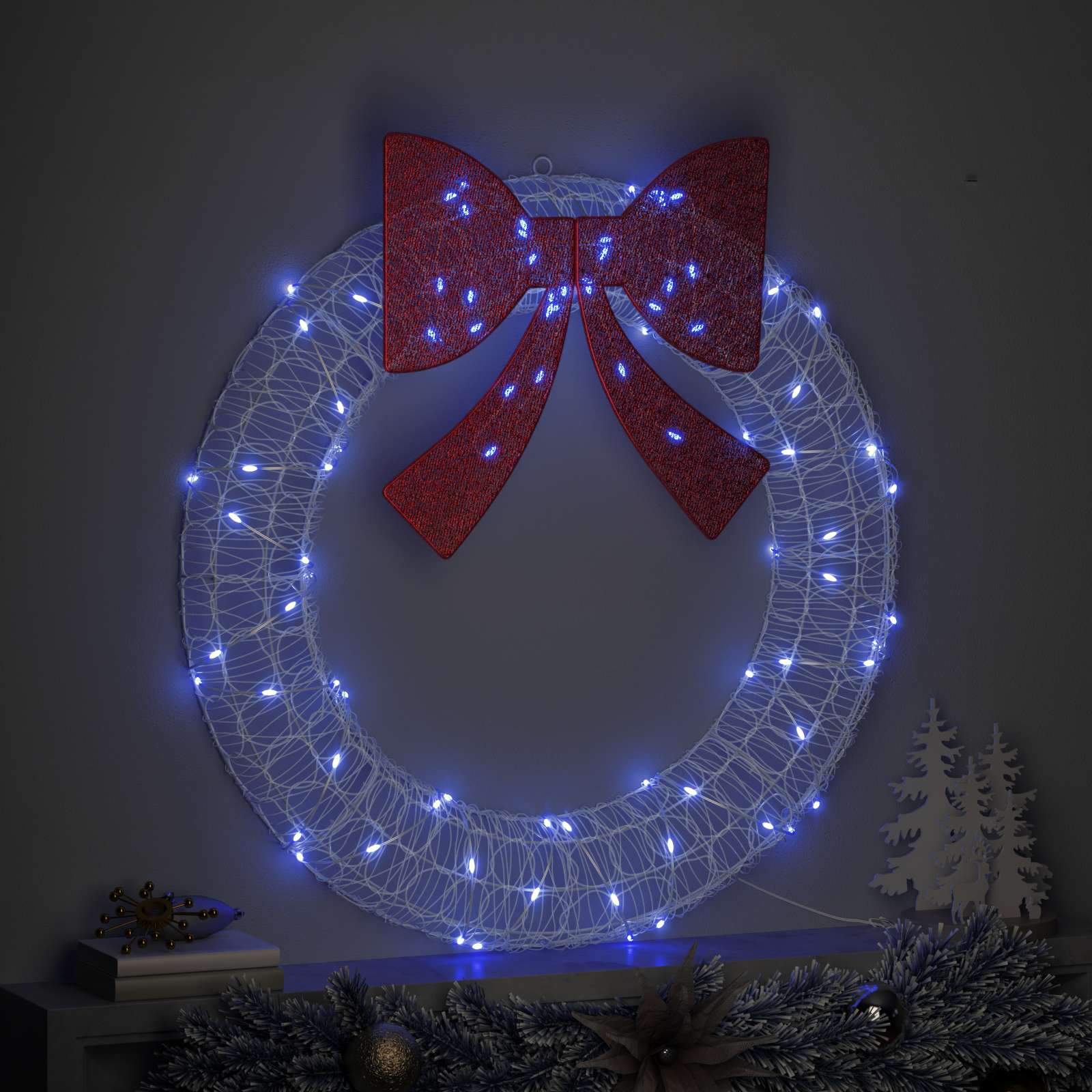 Vidaxl krans met 80 led blauw 92 x 92 x 9,5 cm acryl