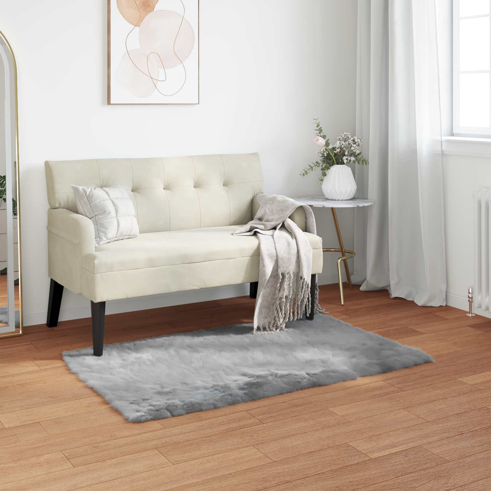 Vidaxl nep schapenvacht tapijt tafalla grijs 60 x 110 cm polyester